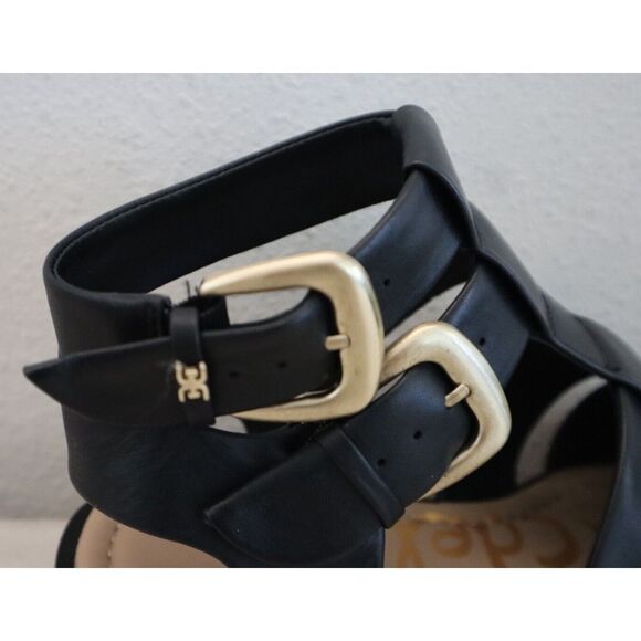 Free People x Sam Edelman Womens Sz 7M Black Leather Dawn Fisherman Sandals - Picture 11 of 12